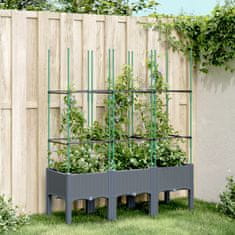 shumee Zahradní truhlík s treláží šedý 120 x 40 x 142.5 cm PP