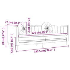 Vidaxl Pohovka s polštáři 3místná krémová samet