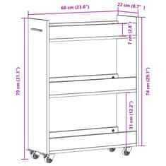 Vidaxl Skříňka na kolečkách černá 60 x 22 x 79 cm kompozitní dřevo