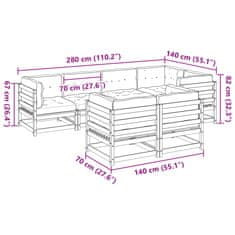 Vidaxl 7dílná zahradní sedací souprava podušky voskově hnědá borovice