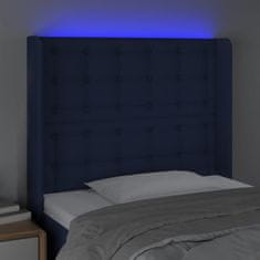 Vidaxl Čelo postele s LED modré 93 x 16 x 118/128 cm textil