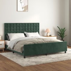 shumee Rám postele s čelem tmavě zelený 180x200 cm samet