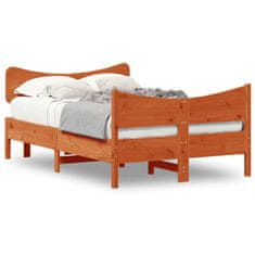 shumee Rám postele s čelem voskově hnědý 120 x 190 cm masivní borovice