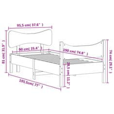 Vidaxl Postel bez matrace bílá 90 x 190 cm masivní borovice