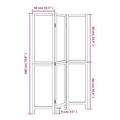 Vidaxl Paraván 3dílný tmavě hnědý masivní dřevo pavlovnie
