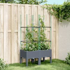 shumee Zahradní truhlík s treláží šedý 80 x 40 x 142.5 cm PP