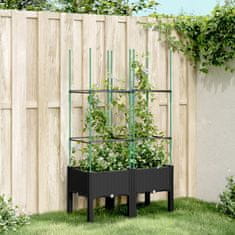 shumee Zahradní truhlík s treláží černý 80 x 40 x 142.5 cm PP