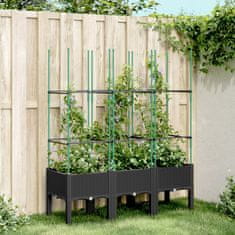 shumee Zahradní truhlík s treláží černý 120 x 40 x 142.5 cm PP