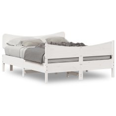 shumee Rám postele s čelem bílý 160 x 200 cm masivní borové dřevo