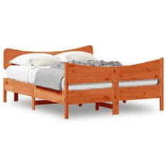 shumee Rám postele s čelem voskově hnědý 140 x 190 cm masivní borovice