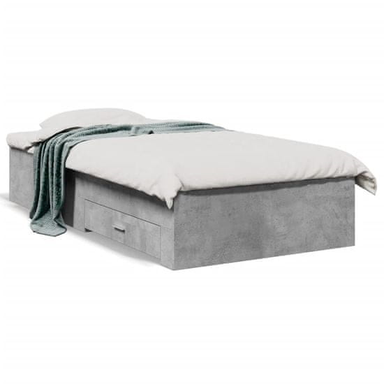 shumee Rám postele se zásuvkami betonově šedý 90 x 200 cm kompozit