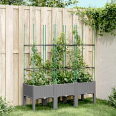 shumee Zahradní truhlík s treláží světle šedý 120 x 40 x 142.5 cm PP