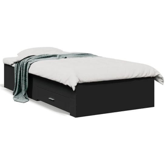 shumee Rám postele se zásuvkami černý 90 x 200 cm kompozitní dřevo