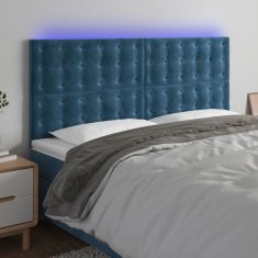 Vidaxl Čelo postele s LED tmavě modré 180x5x118/128 cm samet