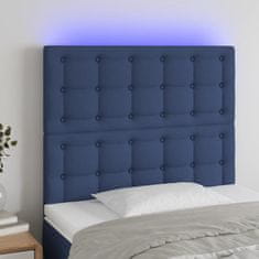 Vidaxl Čelo postele s LED modré 90x5x118/128 cm textil