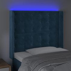 Vidaxl Čelo postele s LED tmavě modré 93 x 16 x 118/128 cm samet