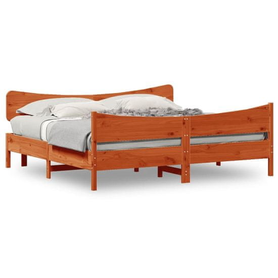 shumee Rám postele s čelem voskově hnědý 200x200 cm masivní borovice