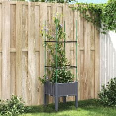 shumee Zahradní truhlík s treláží šedý 40 x 40 x 142.5 cm PP
