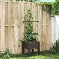 shumee Zahradní truhlík s treláží hnědý 40 x 40 x 142.5 cm PP