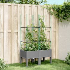 shumee Zahradní truhlík s treláží světle šedý 80 x 40 x 142.5 cm PP