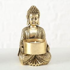 Boltze Svícen Buddha zlatý, 14 cm