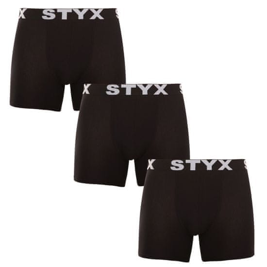 Styx 3PACK pánské boxerky long sportovní guma černé (3U960)
