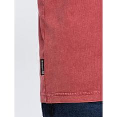 OMBRE Pánské tričko s dlouhým rukávem a kulatým výstřihem cihlově červené MDN125070 XXL