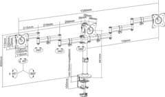 Neomounts Neomounts Select NM-D135D3BLACK/Držák displeje/na stůl/10-27"/svorka+průchodka/VESA 100X100/nosn.3x 8kg/3 displeje/černý