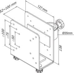 Neomounts Neomounts THINCLIENT-10/Držák na mini PC/na držák displeje/VESA 100x100 /nosn. 10 kg/nastavení šírky 9-20 cm/bílý