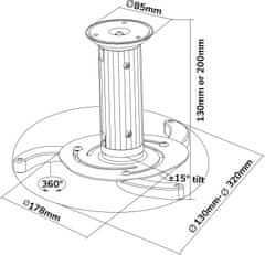 Neomounts Neomounts BEAMER-C80WHITE/Držák projektoru/na strop/nosn. 15kg/výška 13/20 cm/bílý