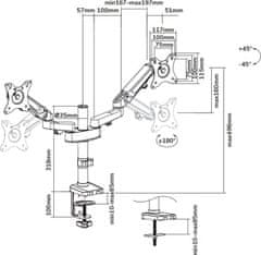 Neomounts Neomounts DS70-750BL2/Držák displeje/tyč na stůl/17-27"/svorka/VESA 100X100/nosn. 2x7kg/plynový píst/2 displeje/černý