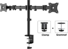 Neomounts Neomounts Select NM-D135DBLACK/Držák displeje/na stůl/10-27"/svorka+průchodka/VESA 100X100/nosn. 2x 8kg/2 displeje/černý