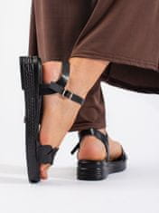 Amiatex Jedinečné dámské sandály černé na plochém podpatku, černé, 39