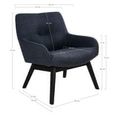 House Nordic Lounge Chair v látce, tmavě šedá s černými nohami