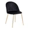 Jídelní židle v sametové barvě, černá s mosaznými nohami, HN1207