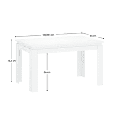 BPS-koupelny Rozkládací stůl, bílá, 135-184x86 cm, LINDY