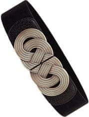 Camerazar Široký elastický dámský pásek, černý, délka 66-95 cm, syntetický materiál