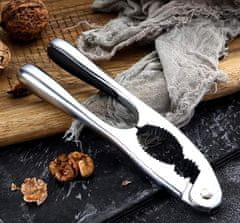 Camerazar Robustní ocelový louskáček na ořechy s pogumovanými rukojeťmi, nerezová ocel, délka 17,5 cm
