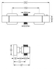 Mexen Cube termostatická sprchová baterie 3/4" + 1/2", zlatá (77250-50)