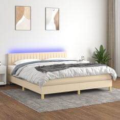 shumee Box spring postel s matrací a LED krémová 180x200 cm textil