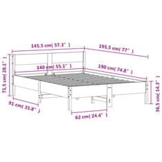 Vidaxl Postel bez matrace bílá 140 x 190 cm masivní borovice