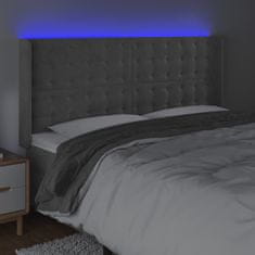 Vidaxl Čelo postele s LED světle šedé 183 x 16 x 118/128 cm samet