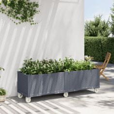 shumee Zahradní truhlík na kolečkách šedý 160 x 50 x 54 cm PP