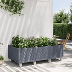 Vidaxl Zahradní truhlík na kolečkách šedý 150 x 80 x 54 cm PP