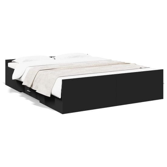 shumee Rám postele se zásuvkami černý 150 x 200 cm kompozitní dřevo