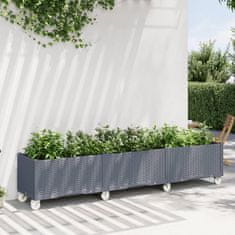 shumee Zahradní truhlík na kolečkách šedý 240 x 50 x 54 cm PP