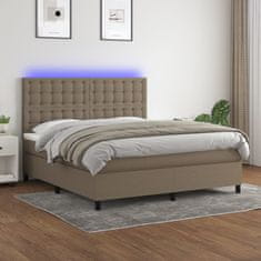 shumee Box spring postel s matrací a LED taupe 180x200 cm textil