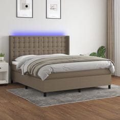 shumee Box spring postel s matrací a LED taupe 180x200 cm textil