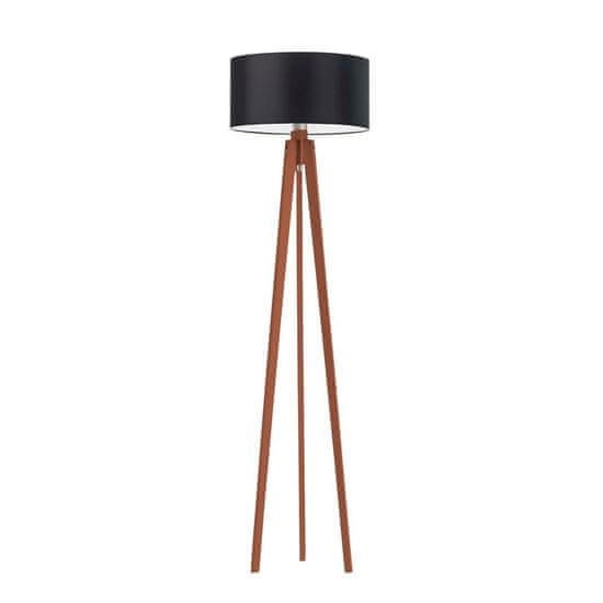 LYSNE.PL Dřevěná stojací lampa se stínítkem v moderním stylu, dřevěný vazník, E27, nožní spínač, MIAMI, mahagon