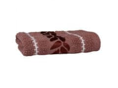 sarcia.eu Korálový bavlněný ručník s ozdobnou výšivkou, listy osušky 70x135 cm x1
